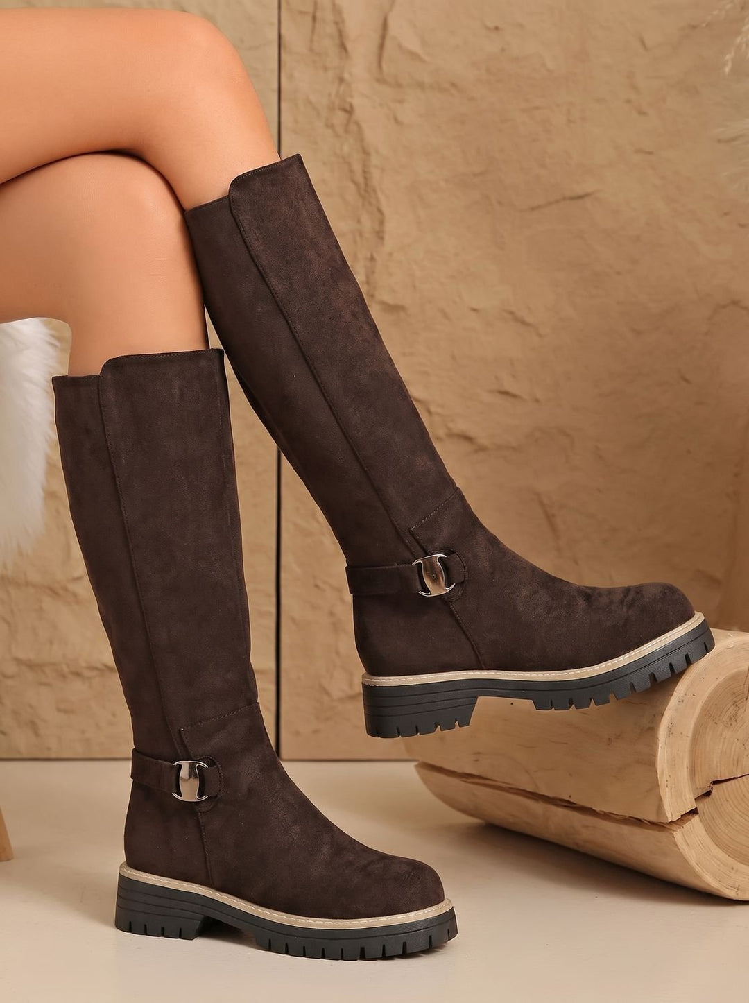 Evelyn | Kniehohe Stiefel mit Schnallendetail für Damen