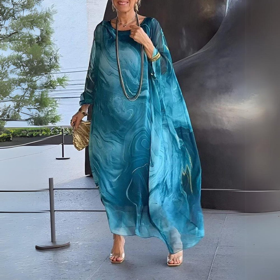 Lena | Elegant Long-Sleeve Maxi Dress with a Flowing Silhouette