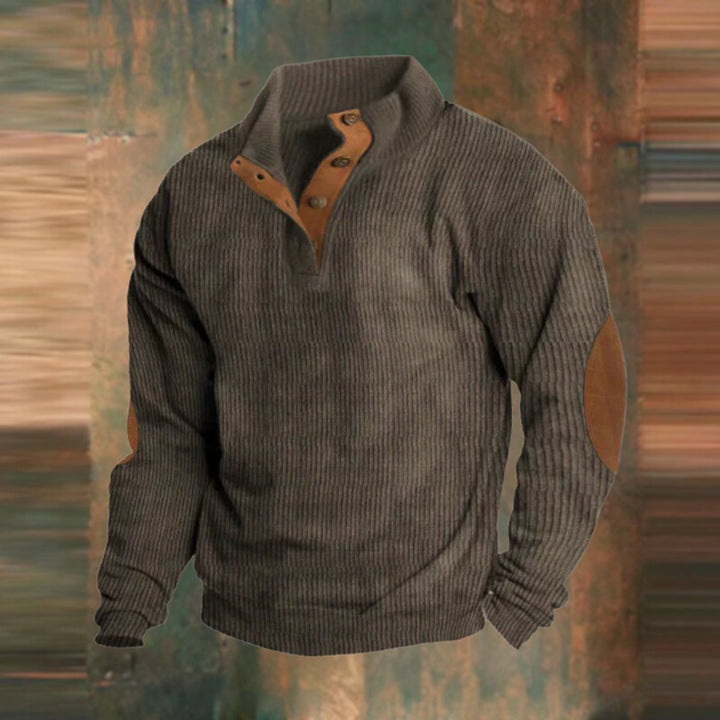Ryan | Klassischer Herren Retro Rippstrickpullover Mit Ellbogen-Patches