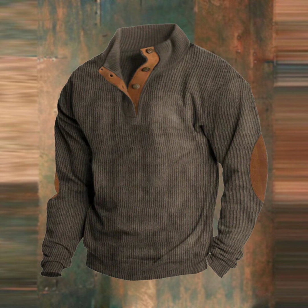 Maximilian | Rippstrick Pullover mit Knopfkragen für Herren