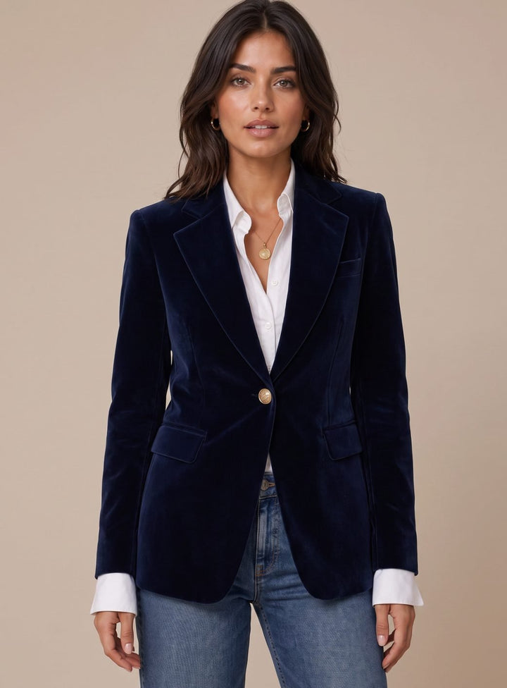 Elisabeth | Samt Blazer mit Goldknöpfen – Schlanker Schnitt für Damen