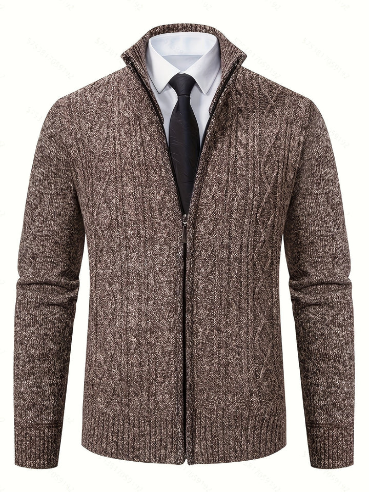 Walter | Full-Zip Cardigan – Textured Design for Men