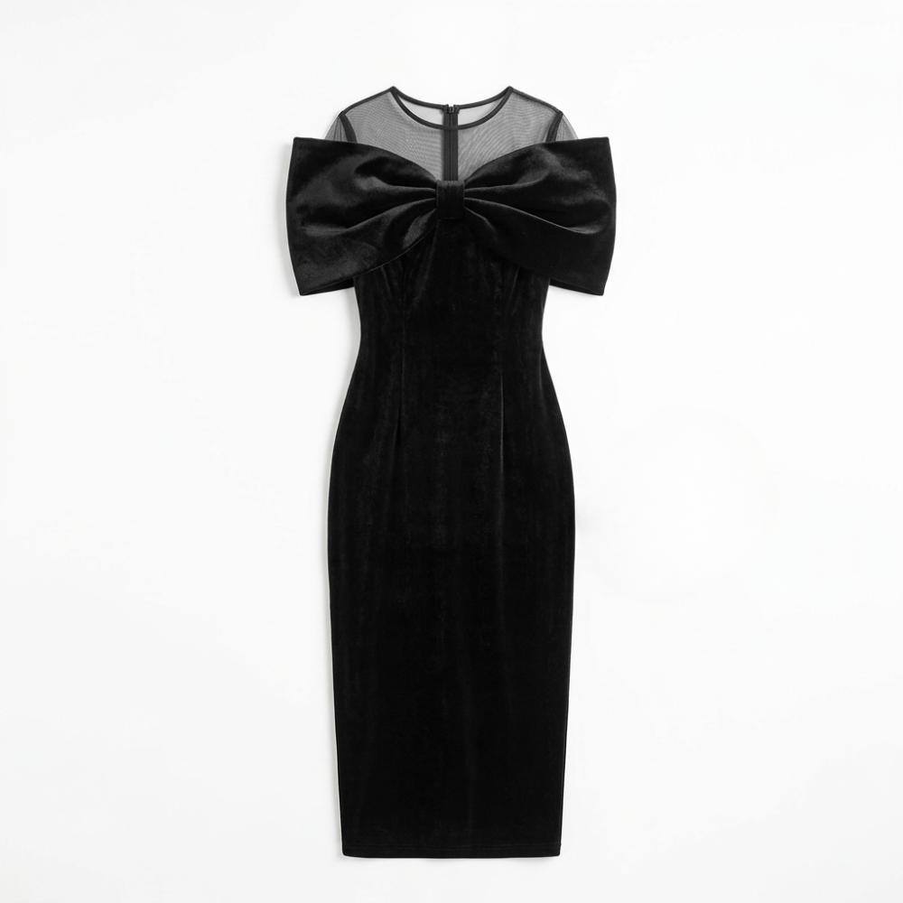 Velara | Midi Dress mit Dramatischem Oversized-Bow