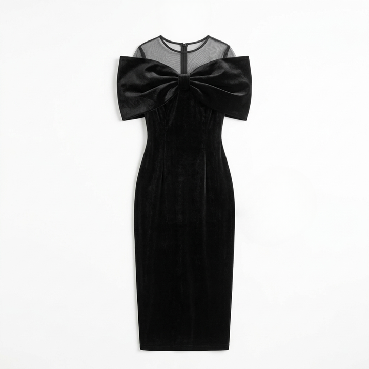 Velara | Midi Dress mit Dramatischem Oversized-Bow