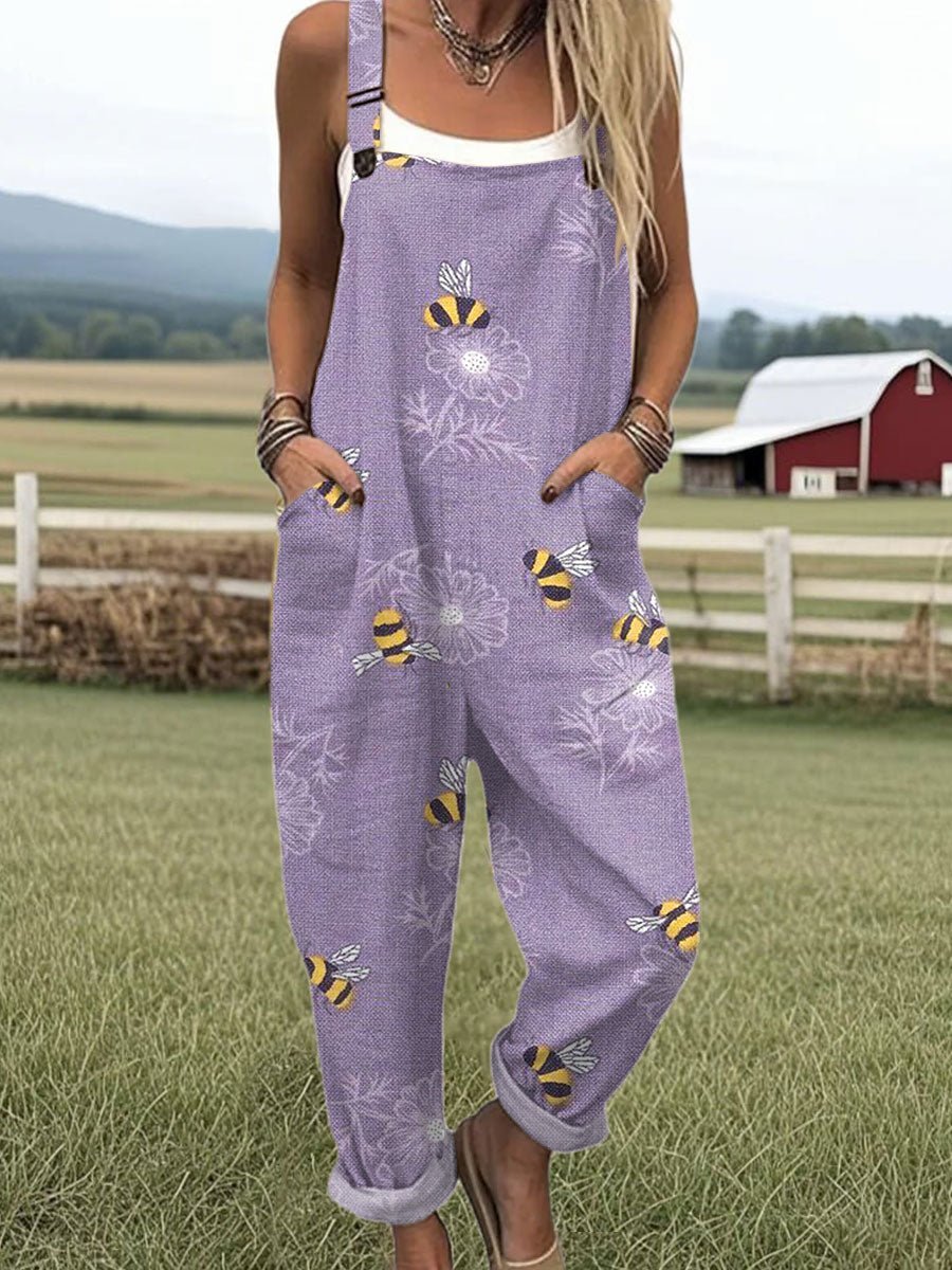 Marlene | Overall – Lässig mit Bienen-Blüten-Muster für Damen