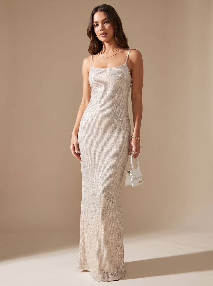 Grace | Bodycon Maxi Dress – Glamouröser Gold Glitter für Frauen