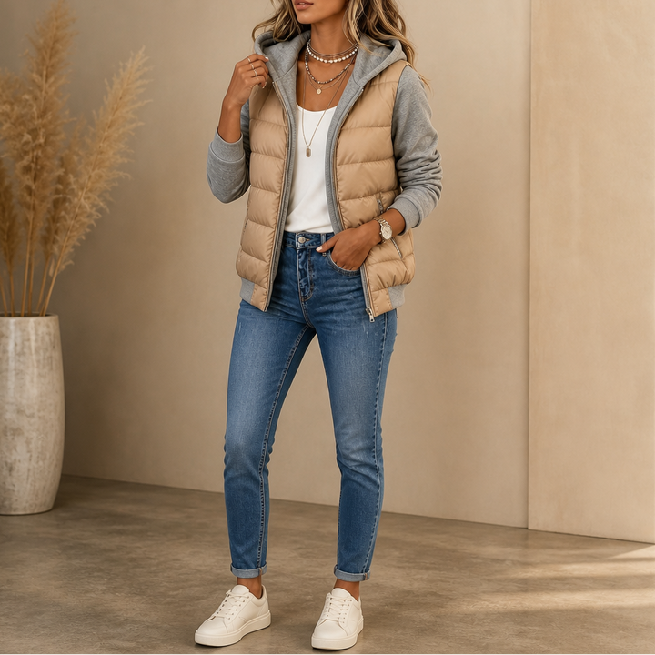 Coeza | Mixed-Media Puffer Jacket mit Strickärmeln
