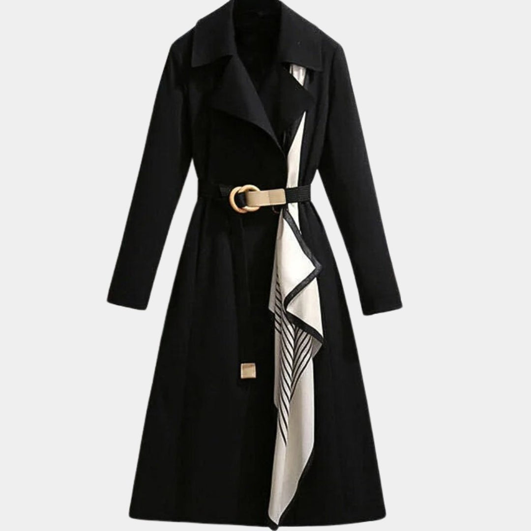 Jennifer | Elegant Midi Trench Coat with Waist Belt