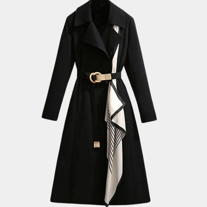 Jennifer | Elegant Midi Trench Coat with Waist Belt