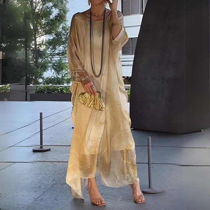 Lena | Elegant Long-Sleeve Maxi Dress with a Flowing Silhouette