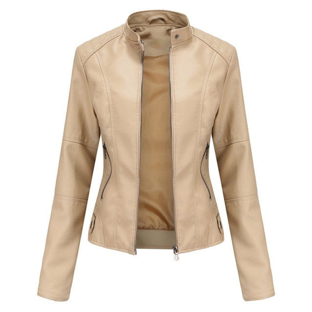 Florence | Cropped Faux Leather Jacket – Stylish Zip-Up for Women