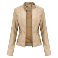 Leonie | Stylish Cropped Leather Jacket with a Modern Stand-Up Collar