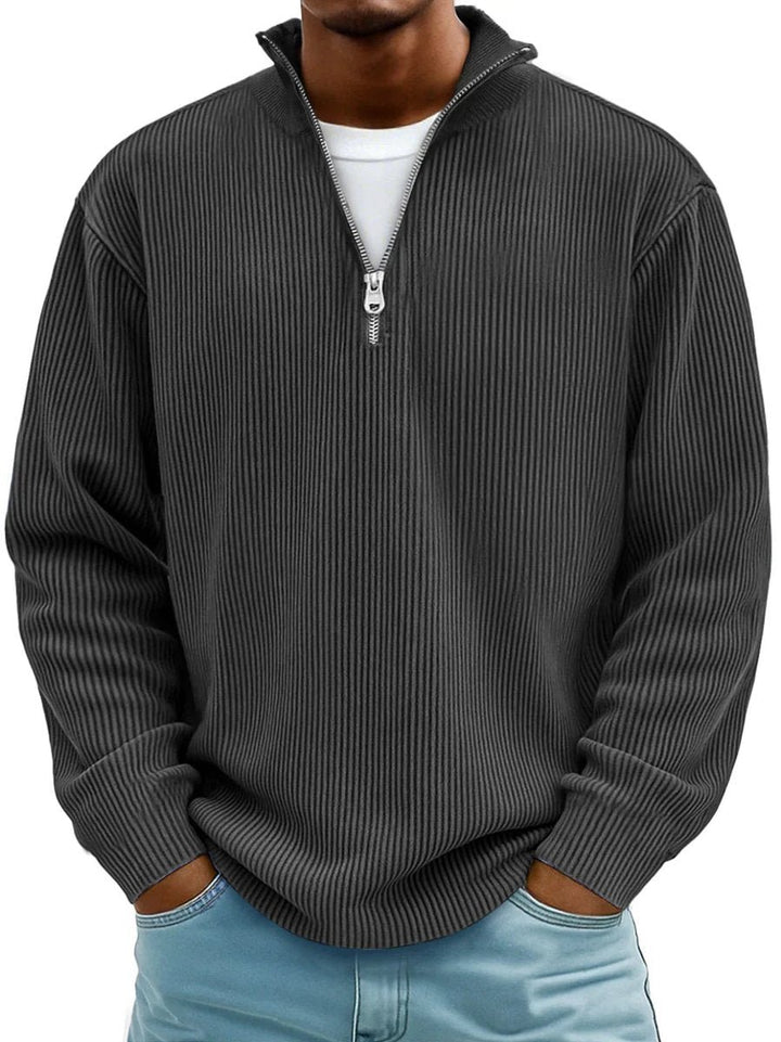 Simon | Rippstrick Quarter-Zip Pullover für Herren