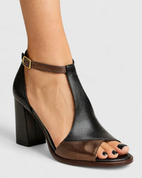 Elisa | Modern T-Strap Sandals With Comfortable Block Heels