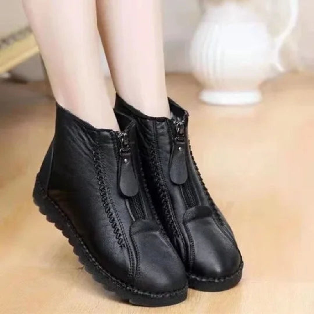 Eleanor | Warm Lined Leather Ankle Boots with Non-Slip Sole