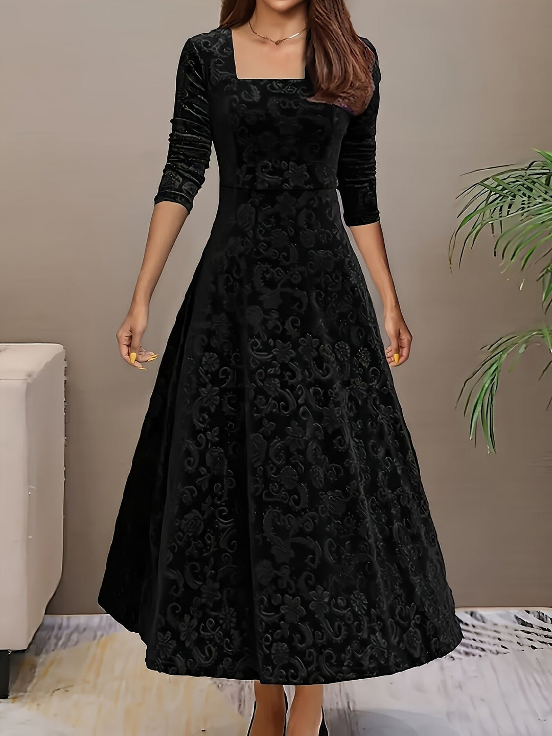 Nora | Samtkleid – Elegantes A-Linie Midi für Damen