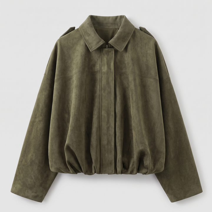 Suede | Cropped Suede Collar Bomber – Moderner Stil für Frauen