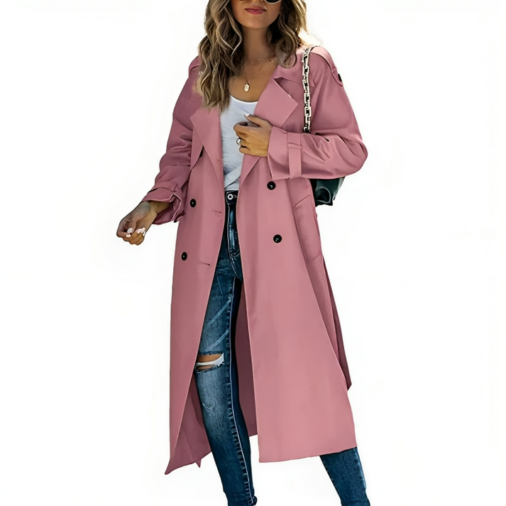 Amelie | Stylish Double-Breasted Trench Coat for Timeless Elegance