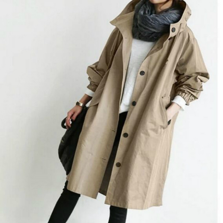 Valentina | Long Hooded Trench Coat for Style and Comfort