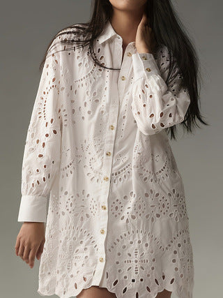 Mathilda | Delicate and Elegant Eyelet Tunic Shirt