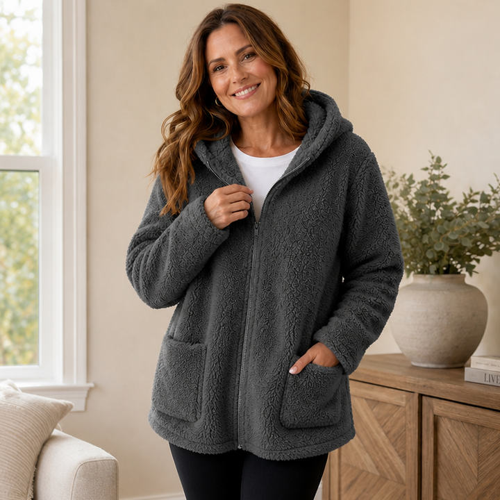 Cozyelle | Fleece-Look Kapuzenjacke für Damen – Weich und Warm