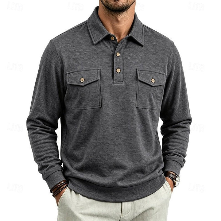 Harold | Langarm Polo-Shirt mit Taschen