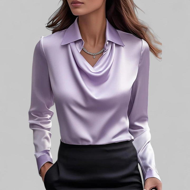Andrea | Drapierte Bluse aus Satin – Elegantes Design