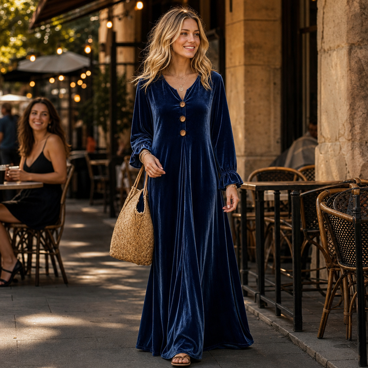 Veloura | Ruffled Sleeve Maxi Dress – Elegantes Design für Frauen