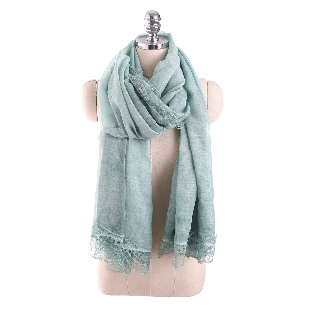 Drune | Linen Scarf with Lace Trim – Elegant Oversized Wrap