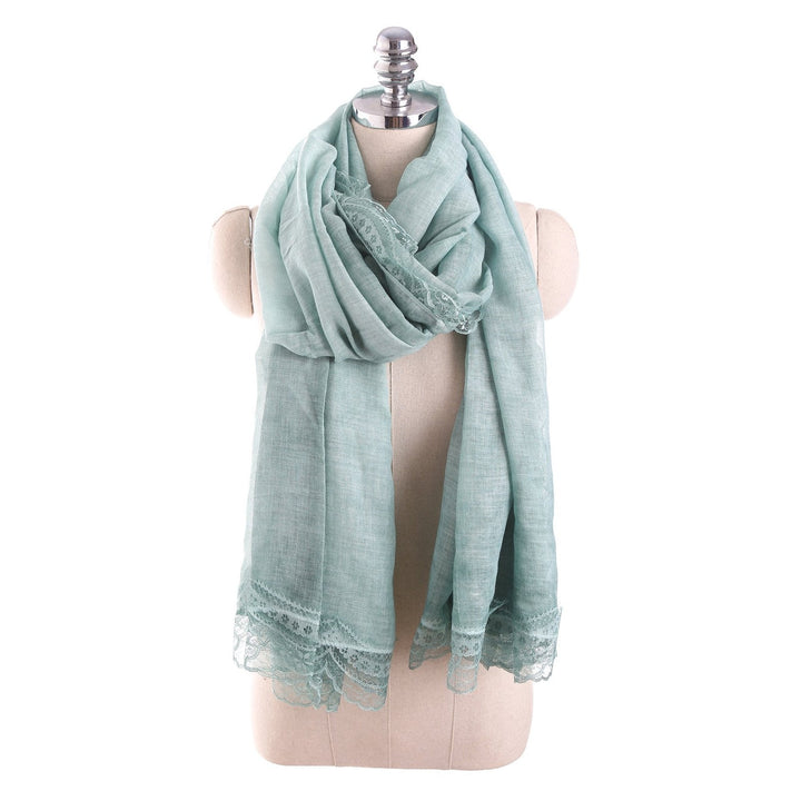 Drune | Linen Scarf with Lace Trim – Elegant Oversized Wrap