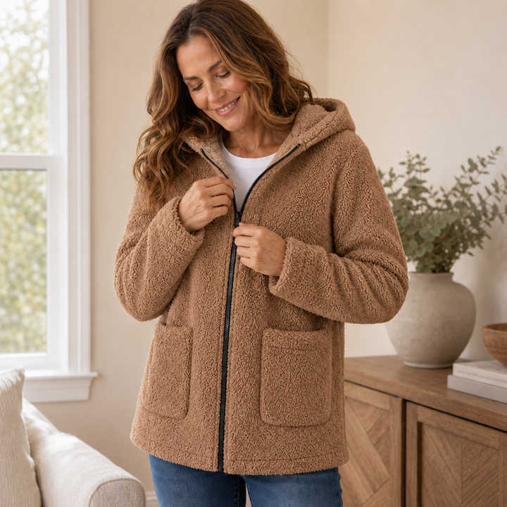 Cozyelle | Fleece-Look Kapuzenjacke für Damen – Weich und Warm