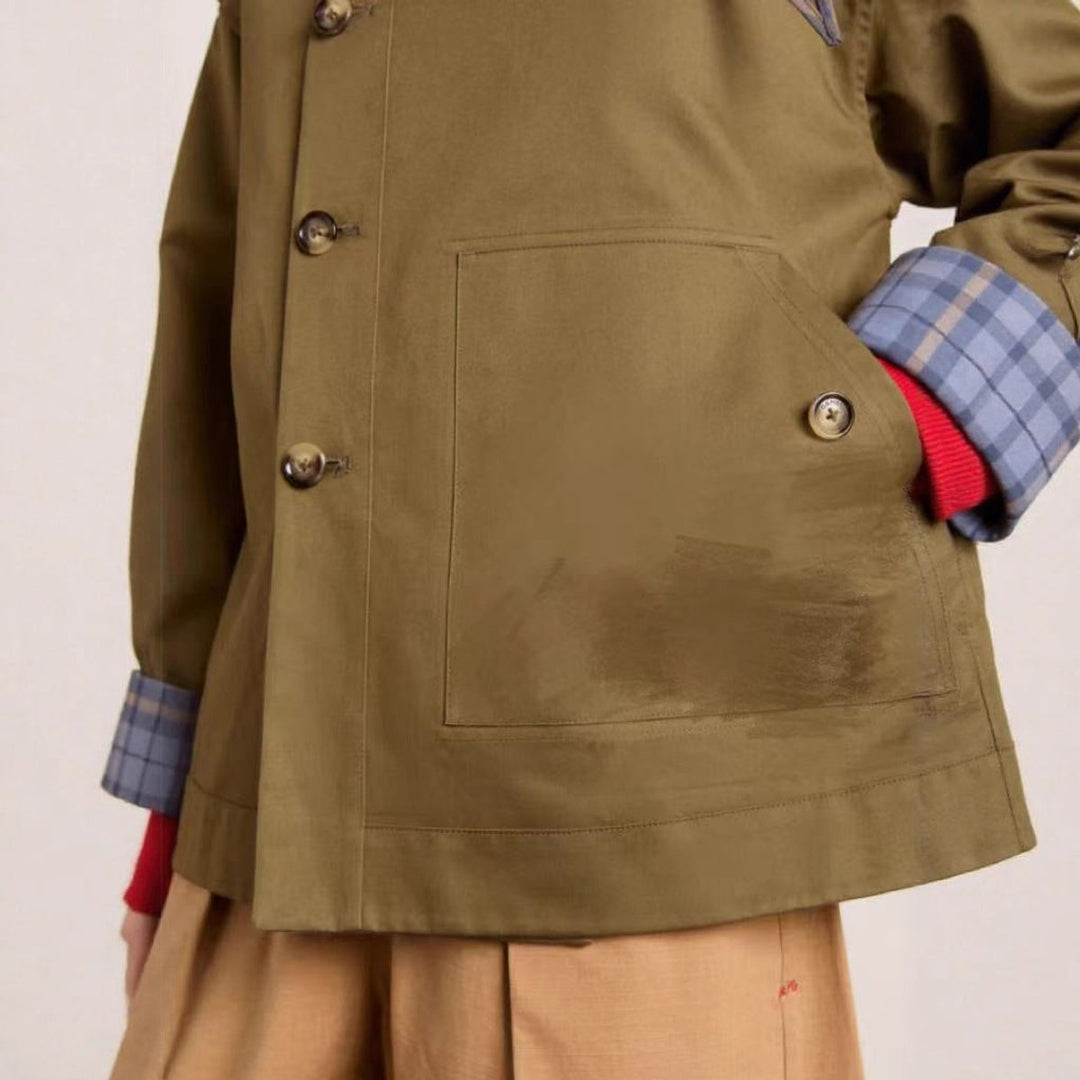 Maisie | Oversized trench coat with a checked collar
