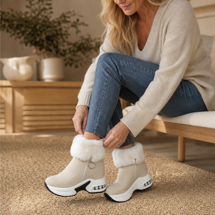 Veluna | Chunky Ankle Boots – Gemütlicher Stil mit Kunstfellkante