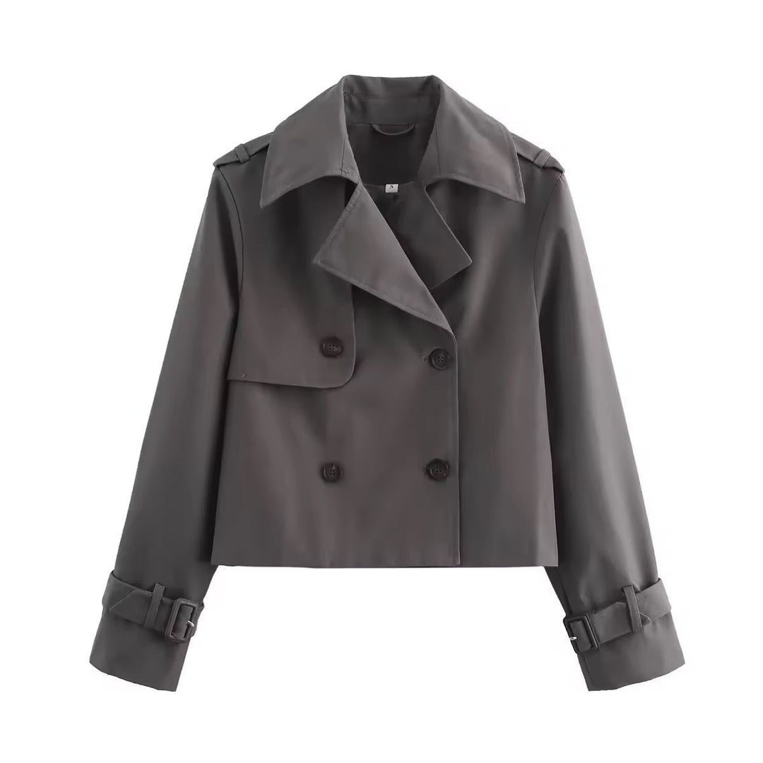 Elena | Short Double-Breasted Trench Coat with Modern Chic