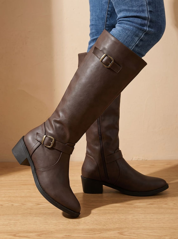 Grace | Kniehohe Stiefel mit Doppelschnalle für Frauen