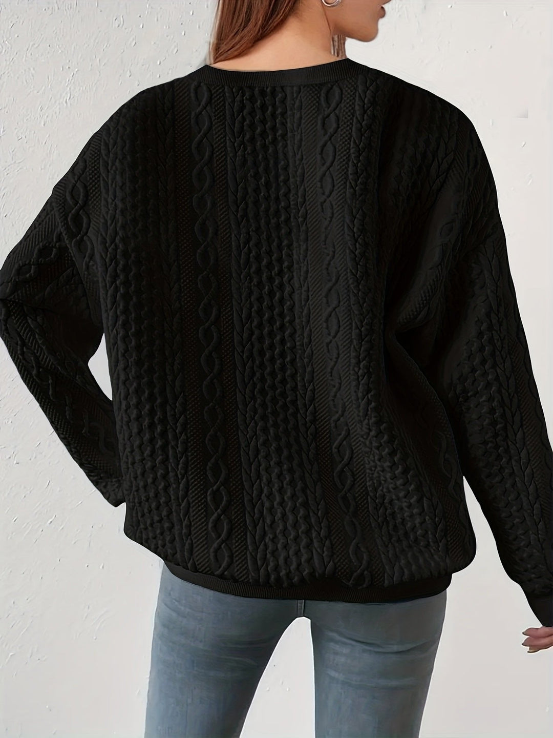 Joyce | Textured Cable-Knit Sweatshirt – Zeitlos Elegant