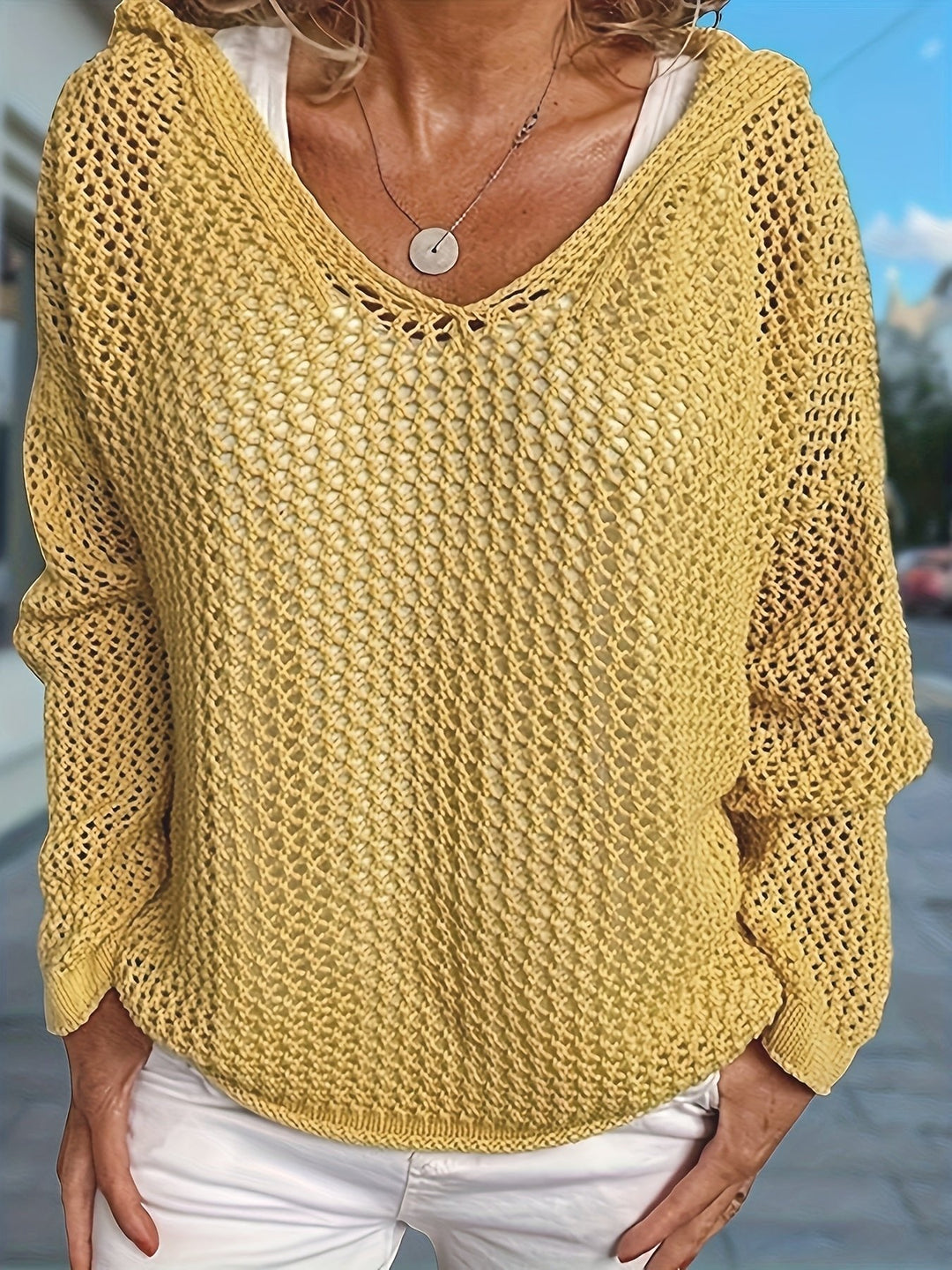 Delaney | Offener Strickpullover mit Kapuze