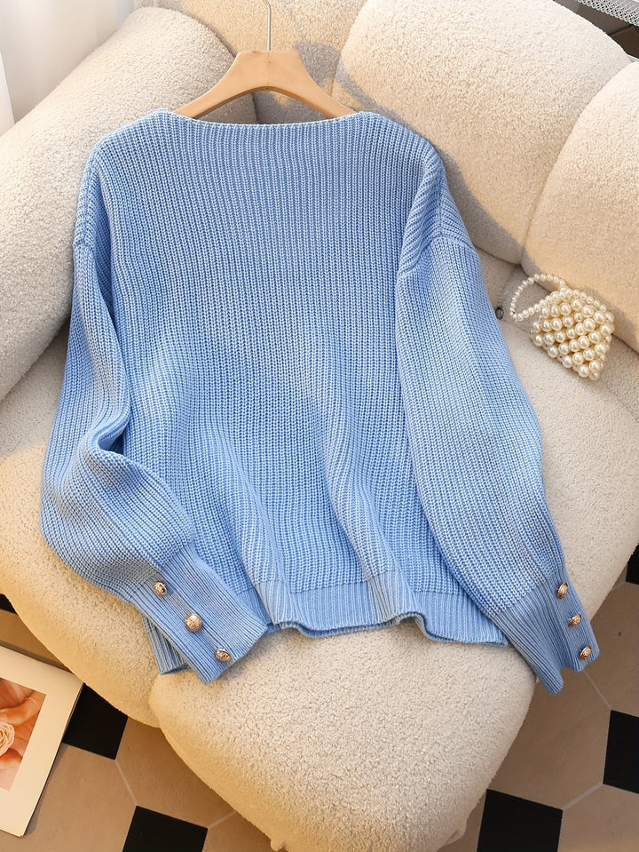 Verity | Ribbed V-Neck Sweater – Elegantes Design für Damen