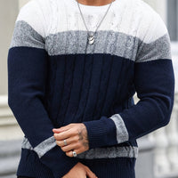 Alexander | Textured knit sweater with a cable pattern and crew neck