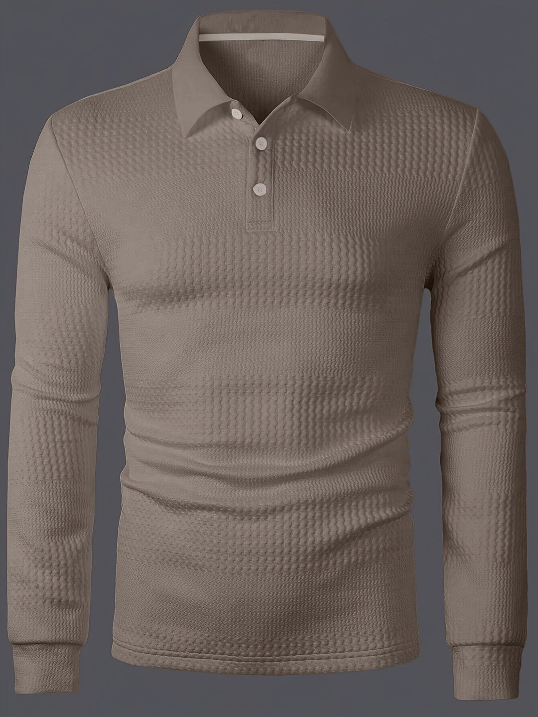 Fletcher | Langarm-Polohemd mit strukturiertem Design