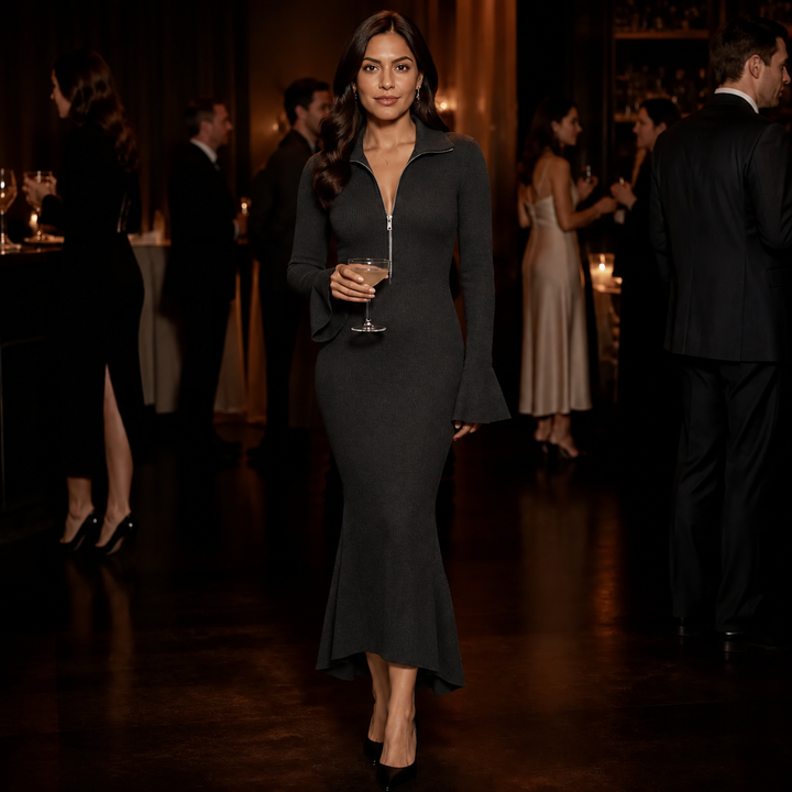 Selara | Fishtail Knit Midi Dress – Eleganter Look für Frauen