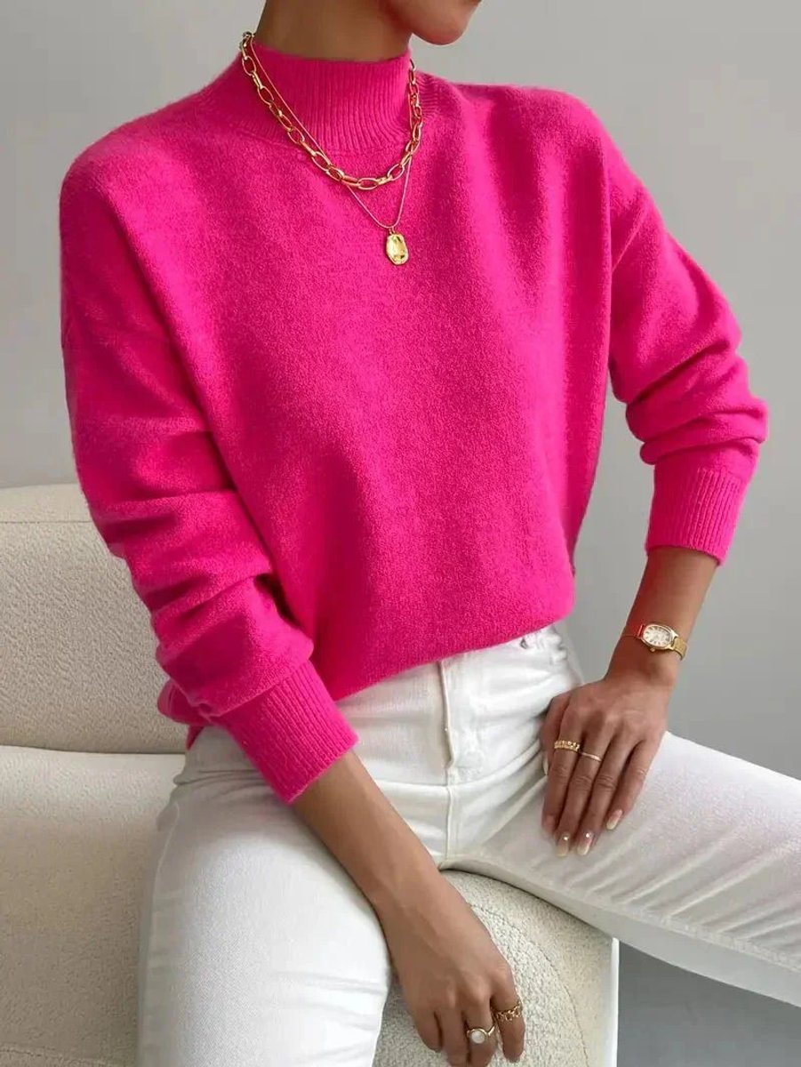 Elisabeth | Relaxed-Fit Langarm Sweater mit Stehkragen für Damen