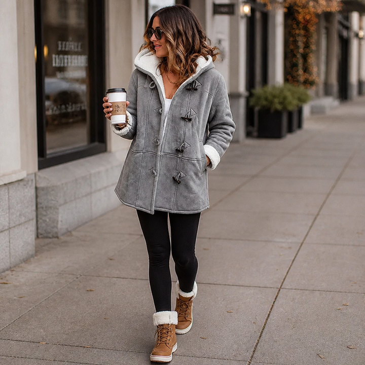 Plushbelle | Wintermantel mit Kapuze – Plüschfutter für Damen