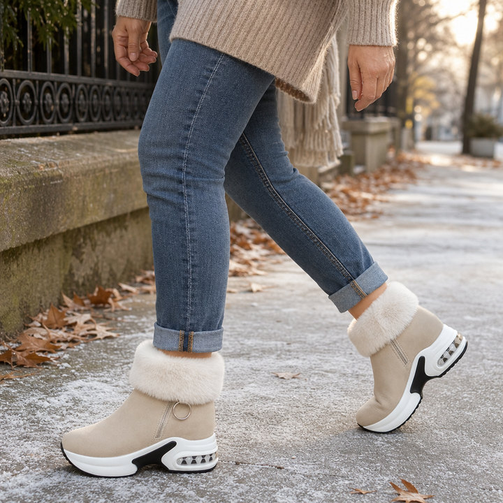 Veluna | Chunky Ankle Boots – Gemütlicher Stil mit Kunstfellkante
