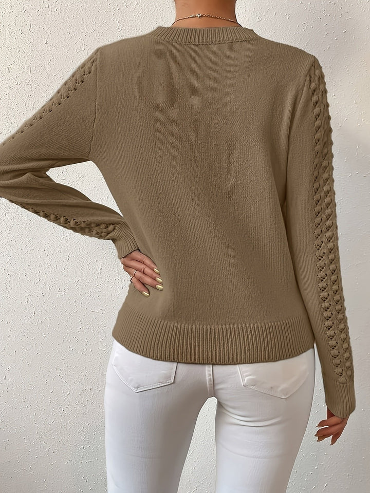 Aveline | Rundhals Pullover mit Pointelle-Strickmuster