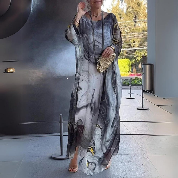 Lena | Elegant Long-Sleeve Maxi Dress with a Flowing Silhouette