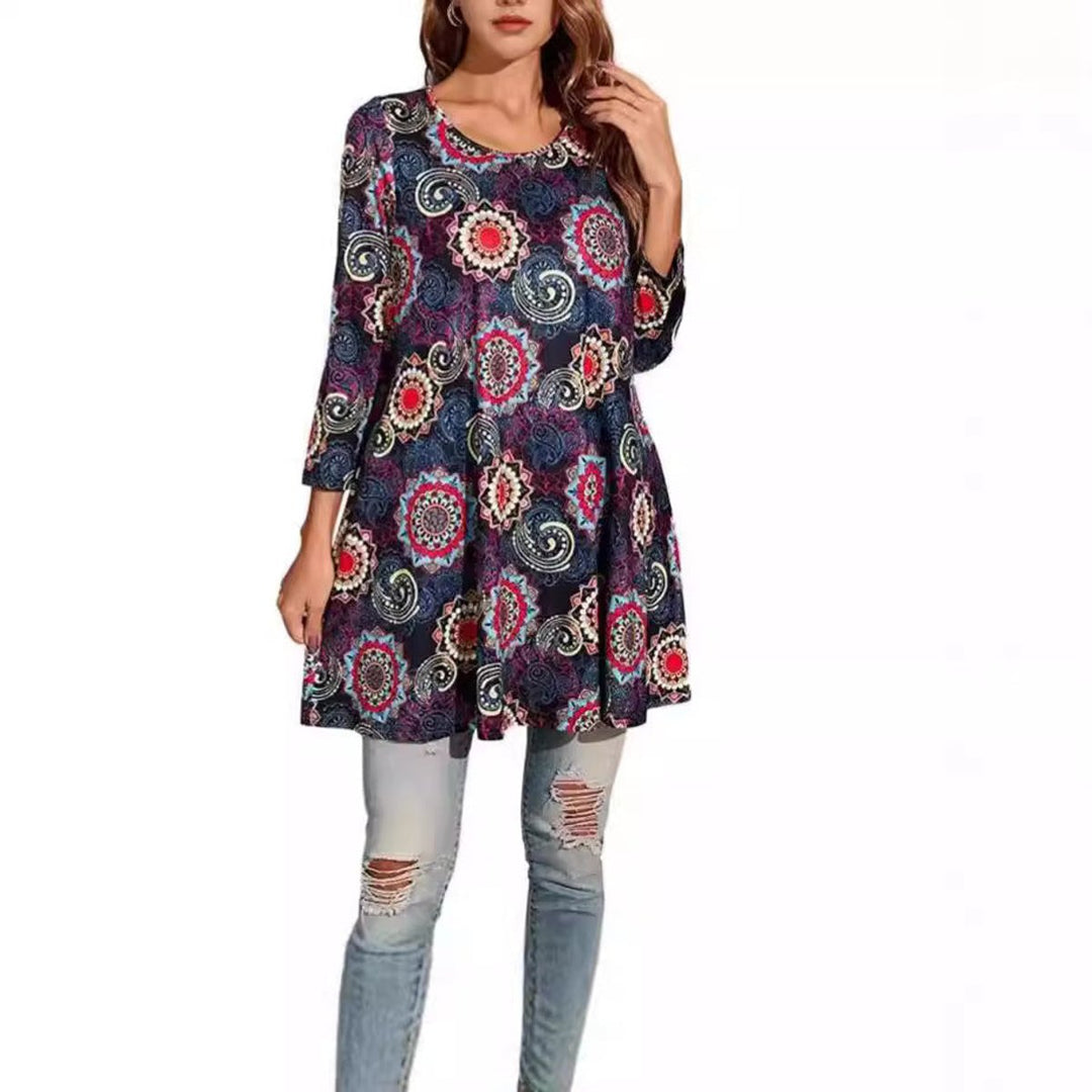 Vivienne | Mandala Tunic Top with an Elegant A-Line Silhouette