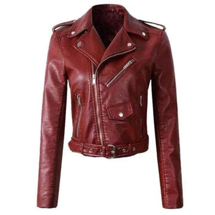 Rosie | Cropped Biker Jacket – Stylish Faux Leather for Women