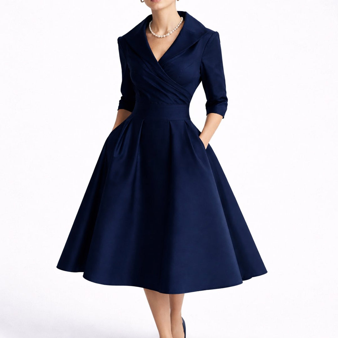 Nadine | Fall Wedding Dress with an A-Line Cut, V-Neckline, and Pockets