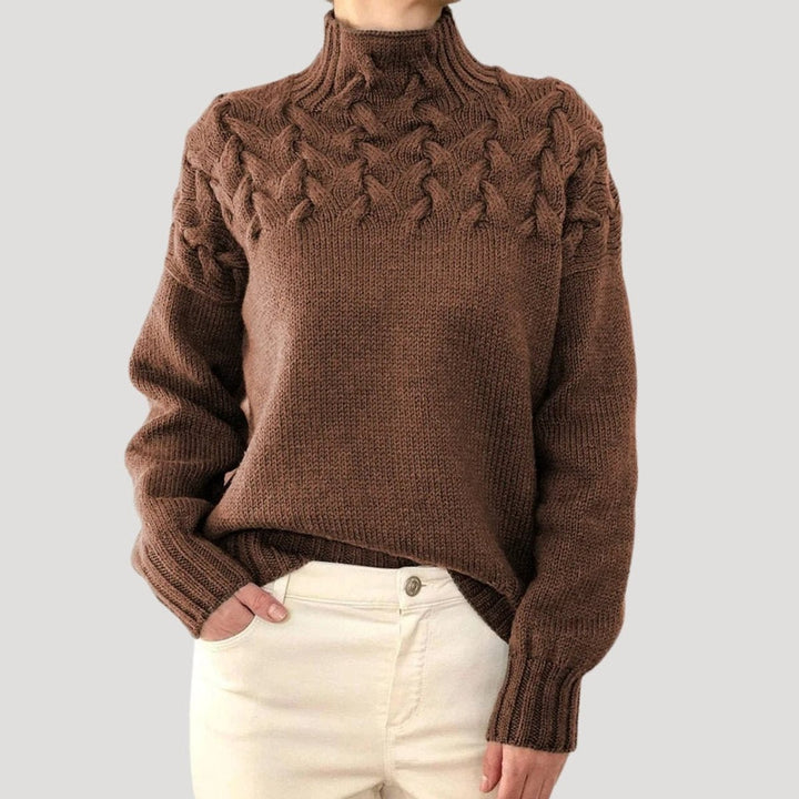 Sophia | Zopfmuster Rollkragen Strickpullover für Damen
